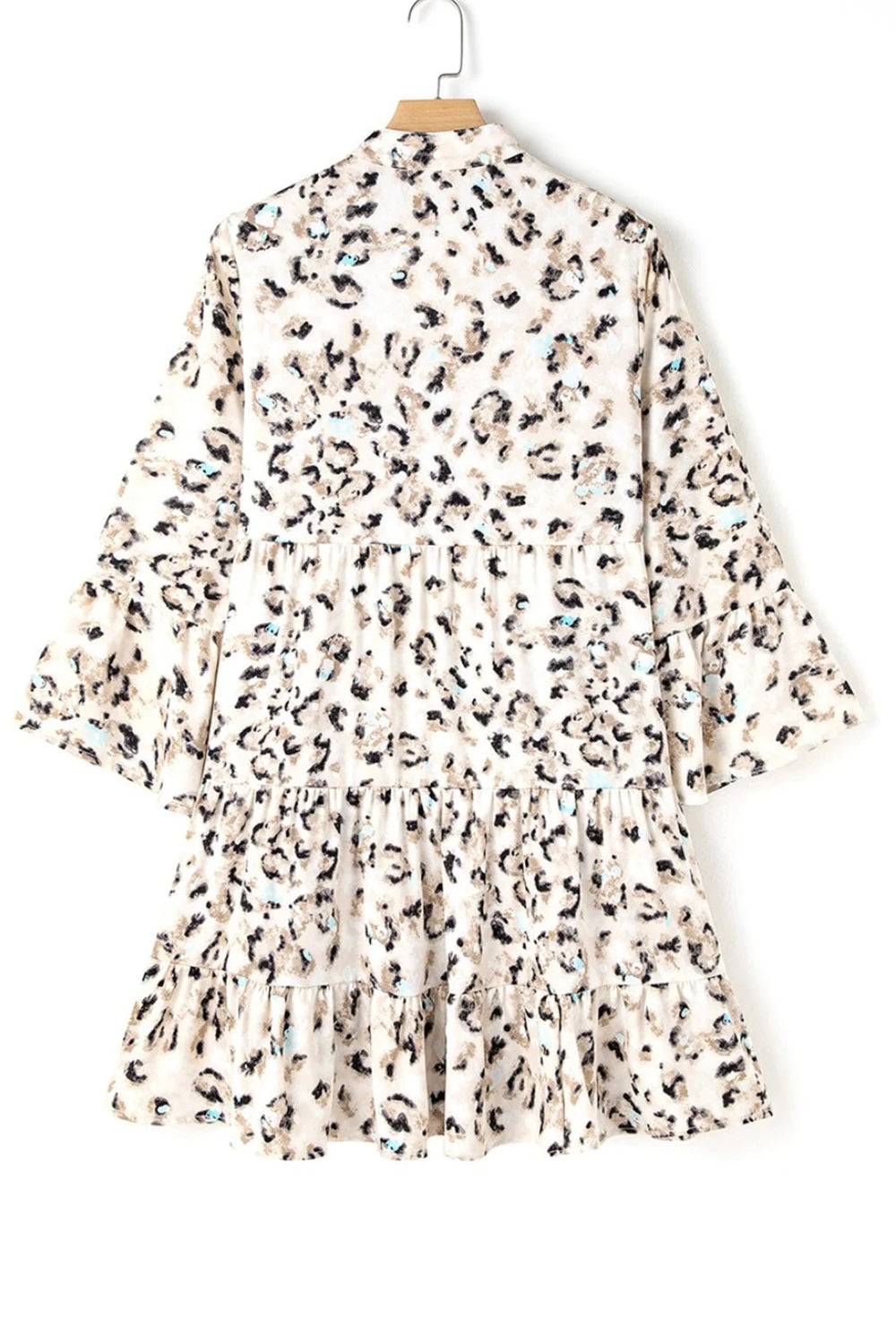 Leopard Notched Long Sleeve Tiered Dress - Classique Collection