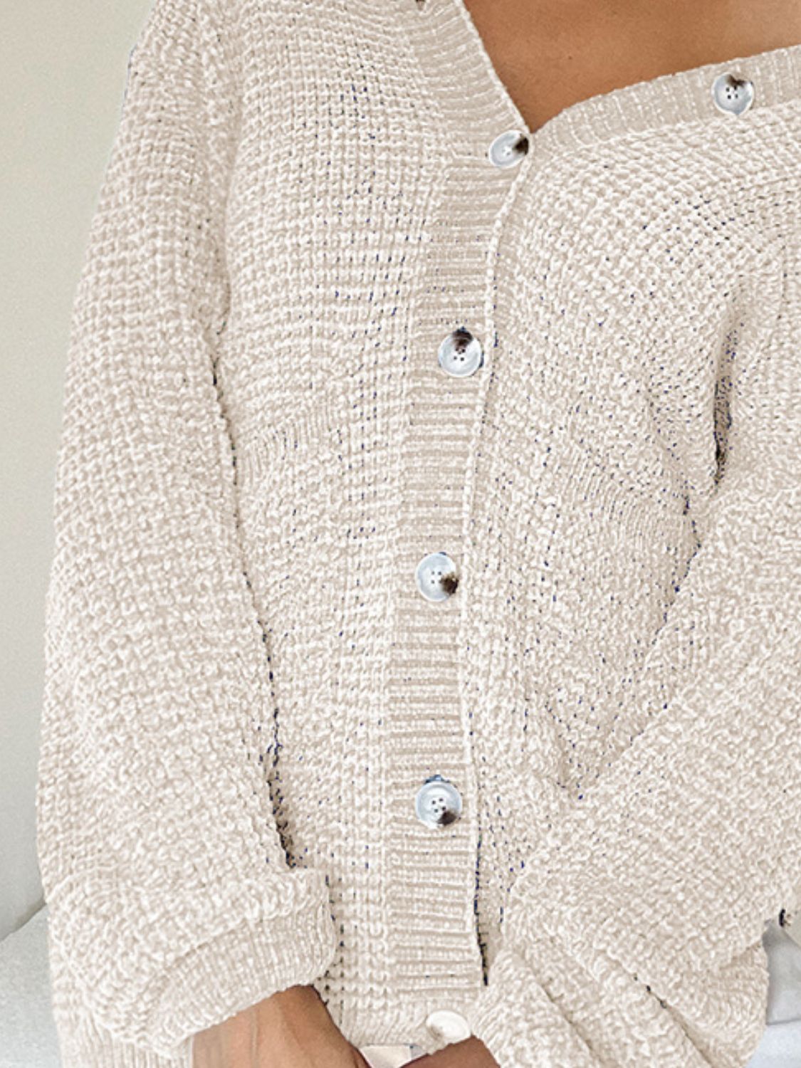 Pocketed V-Neck Button Up Cardigan - ClassiQ