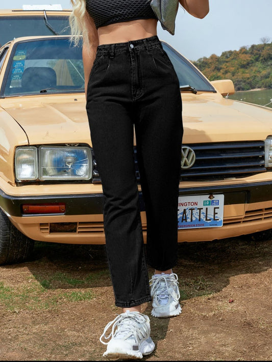 Straight Leg Jeans with Pockets - ClassiQ