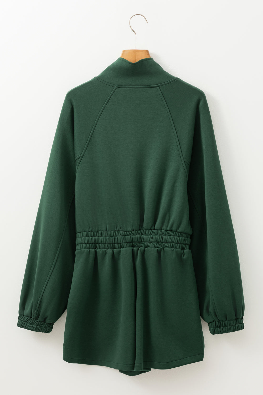 Drawstring Half Zip Long Sleeve Romper - ClassiQ