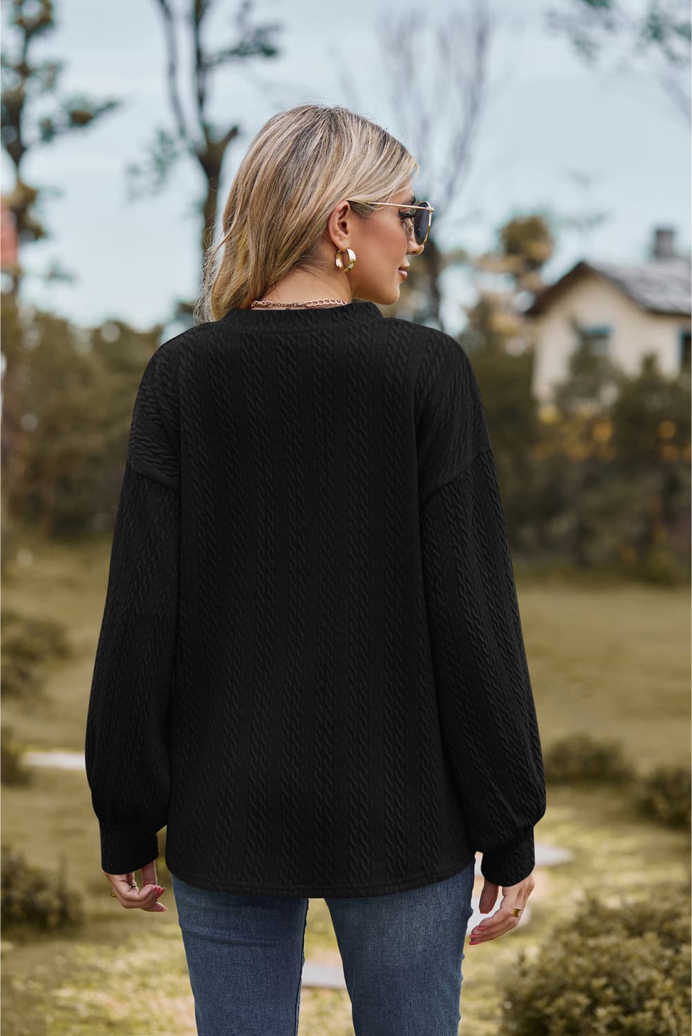 V-Neck Dropped Shoulder Blouse - Classique Collection