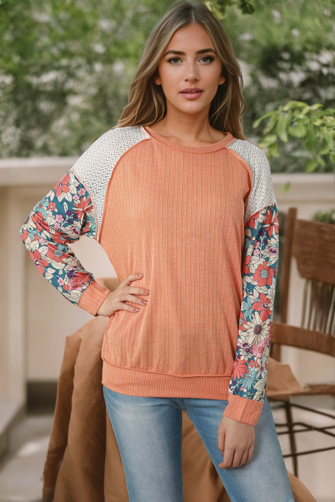 Exposed Seam Round Neck Blouse - Classique Collection