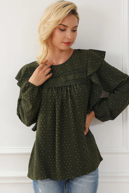 Round Neck Ruffled Blouse - Classique Collection