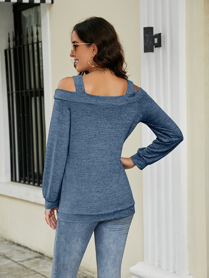 Cold Shoulder Cutout Square Neck Blouse - Classique Collection