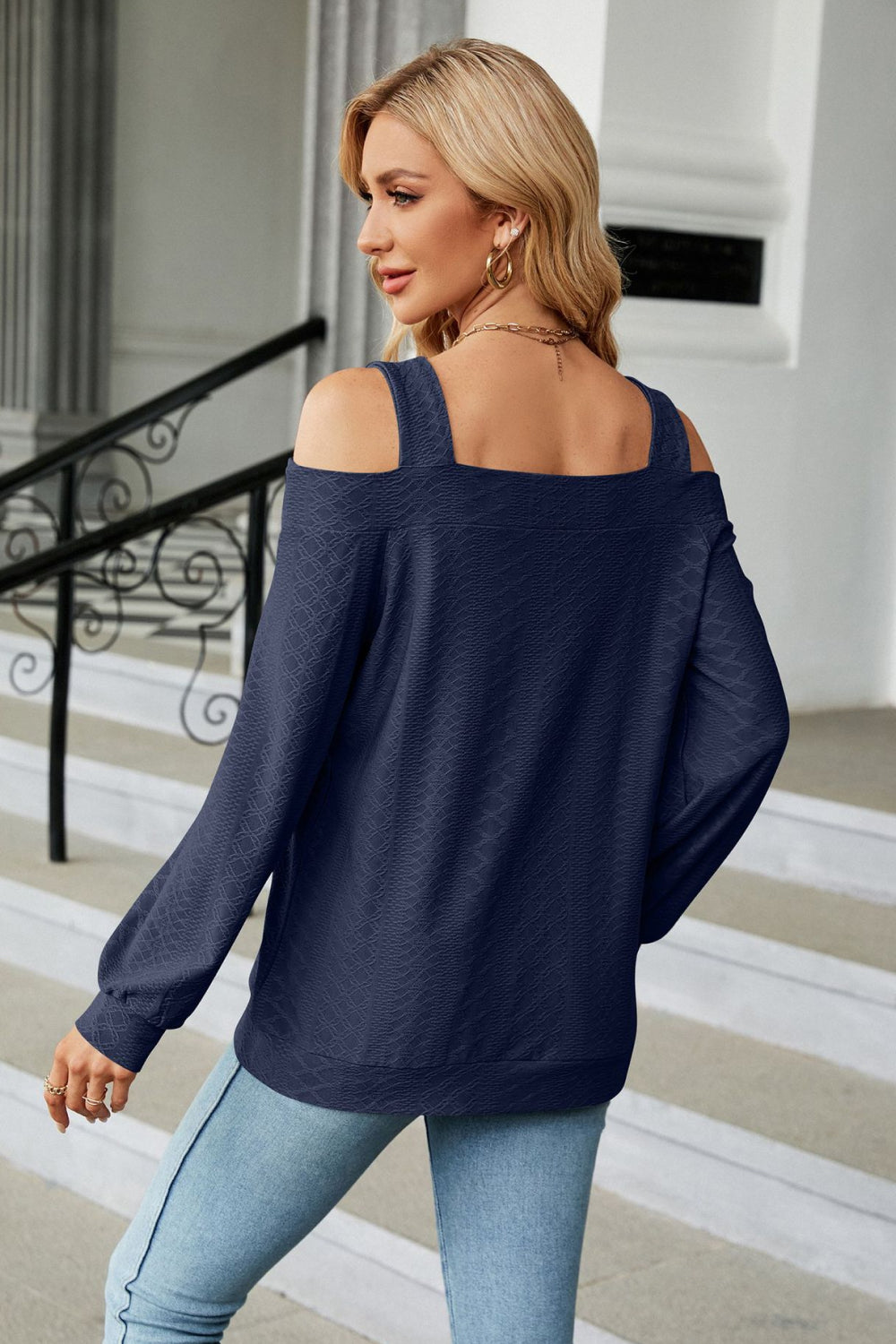 Cold Shoulder Square Neck Cutout Blouse - Classique Collection