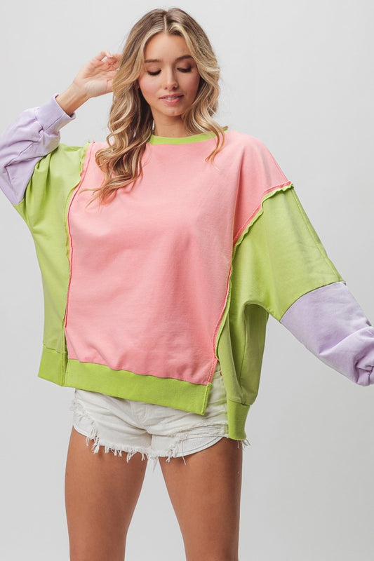BiBi Washed Color Block Sweatshirt - Classique Collection