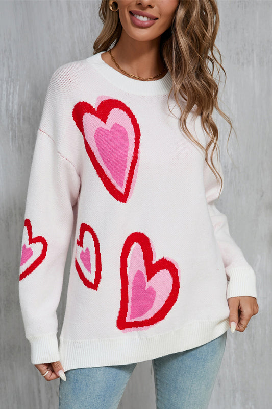 Angel Wings Heart Round Neck Long Sleeve Sweater - ClassiQ