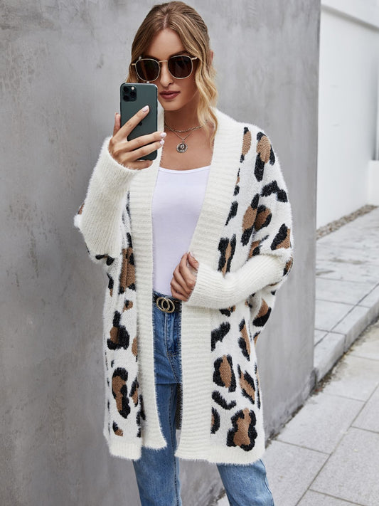 Angel Wings Leopard Pattern Fuzzy Cardigan - ClassiQ