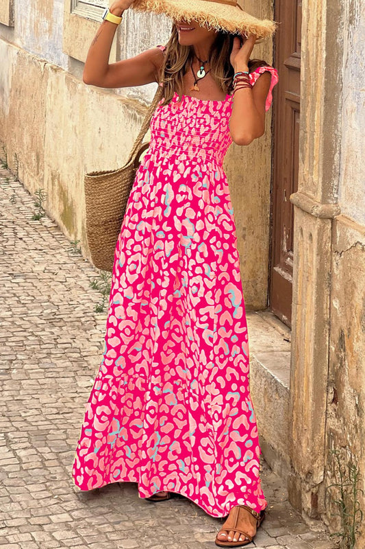 Ruffled Printed Wide Strap Dress - Classique Collection
