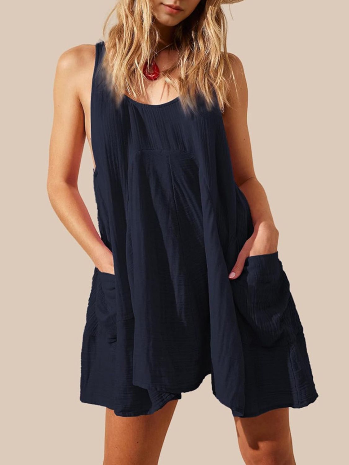 Devine Tied Scoop Neck Wide Strap Mini Dress - Classique Collection