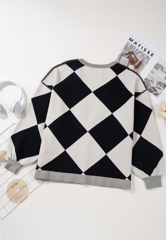 Color Block Button Down Long Sleeve Cardigan - ClassiQ