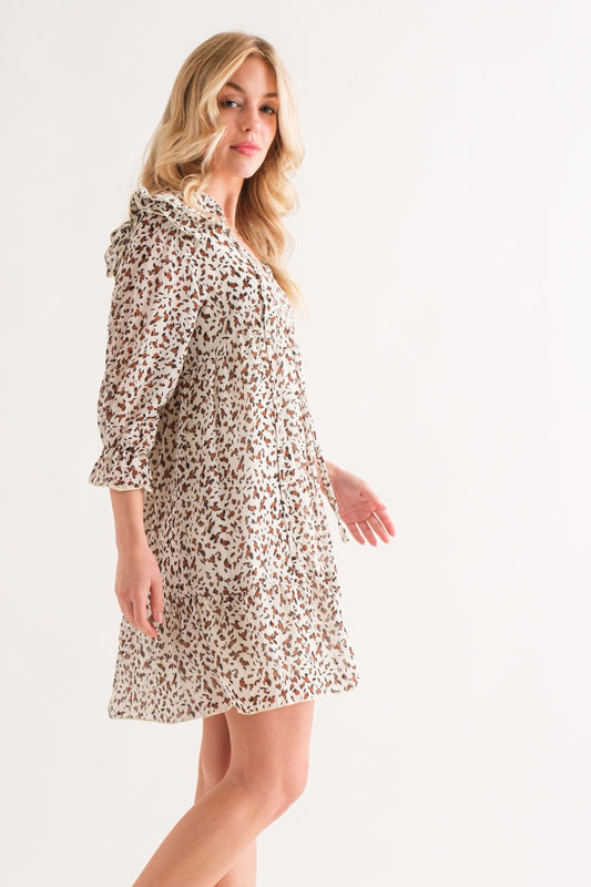 And The Why Leopard Ruffle Hem Woven Mini Dress - Classique Collection