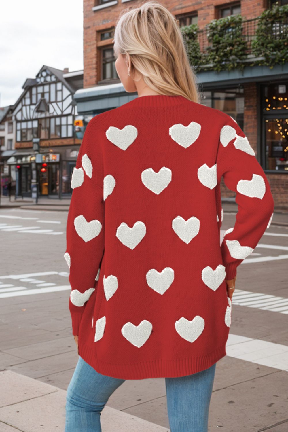 Heart Button Down Long Sleeve Cardigan - ClassiQ