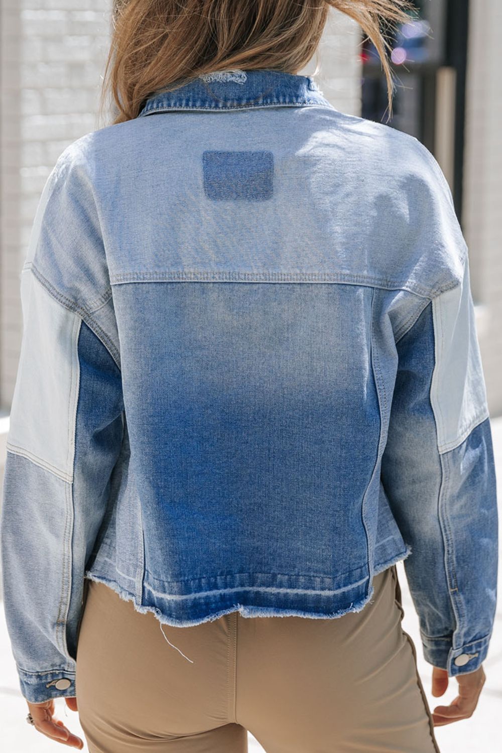 Distressed Button Up Drop Shoulder Denim Jacket - Classique Collection