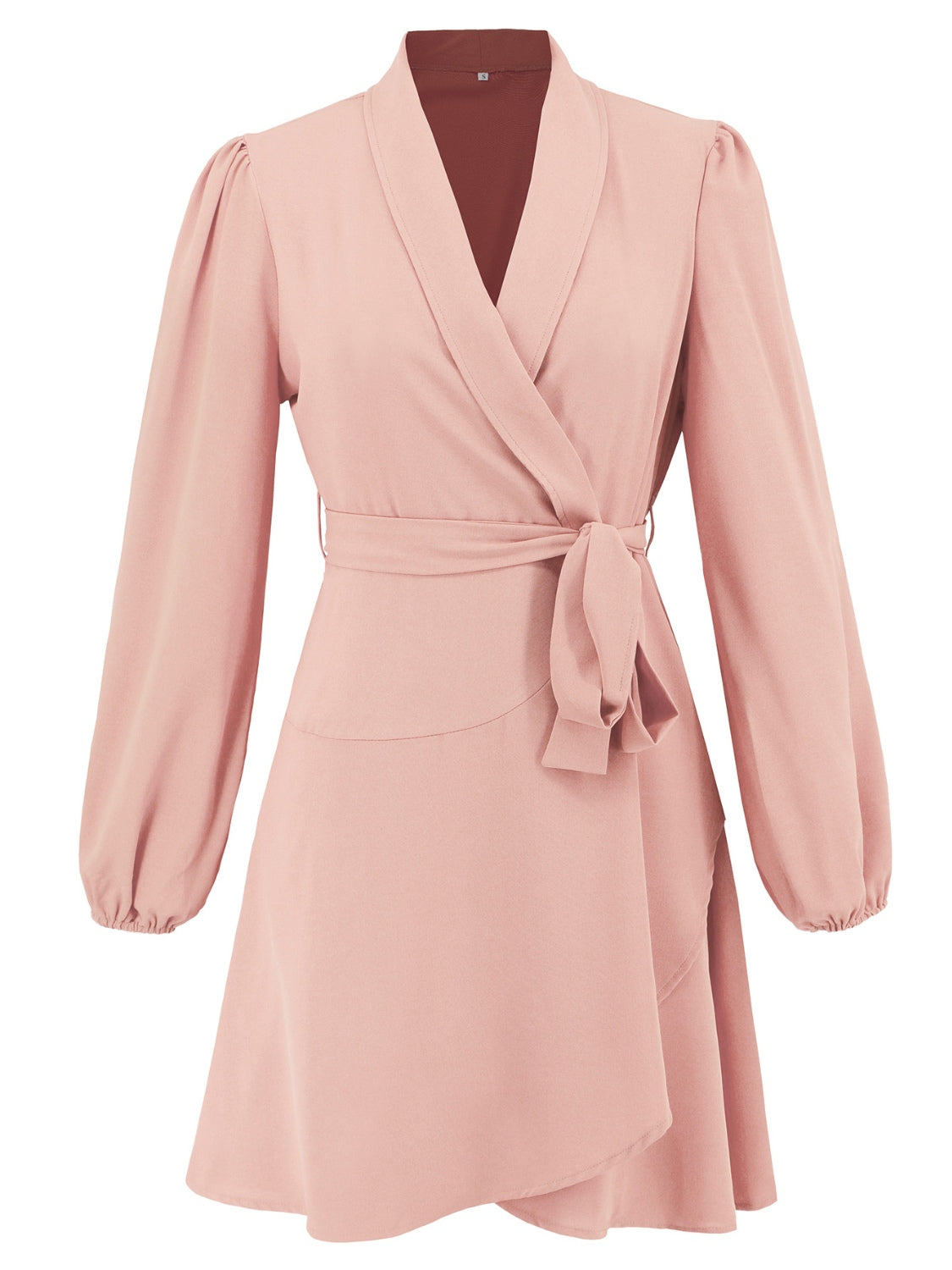 Surplice Tie Waist Long Sleeve Mini Dress - Classique Collection