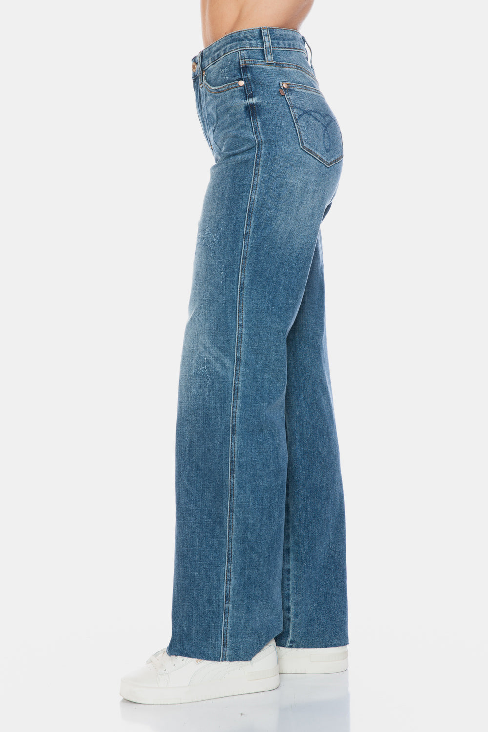 Judy Blue Full Size Tummy Control Cut Raw Hem Straight Jeans - Classique Collection