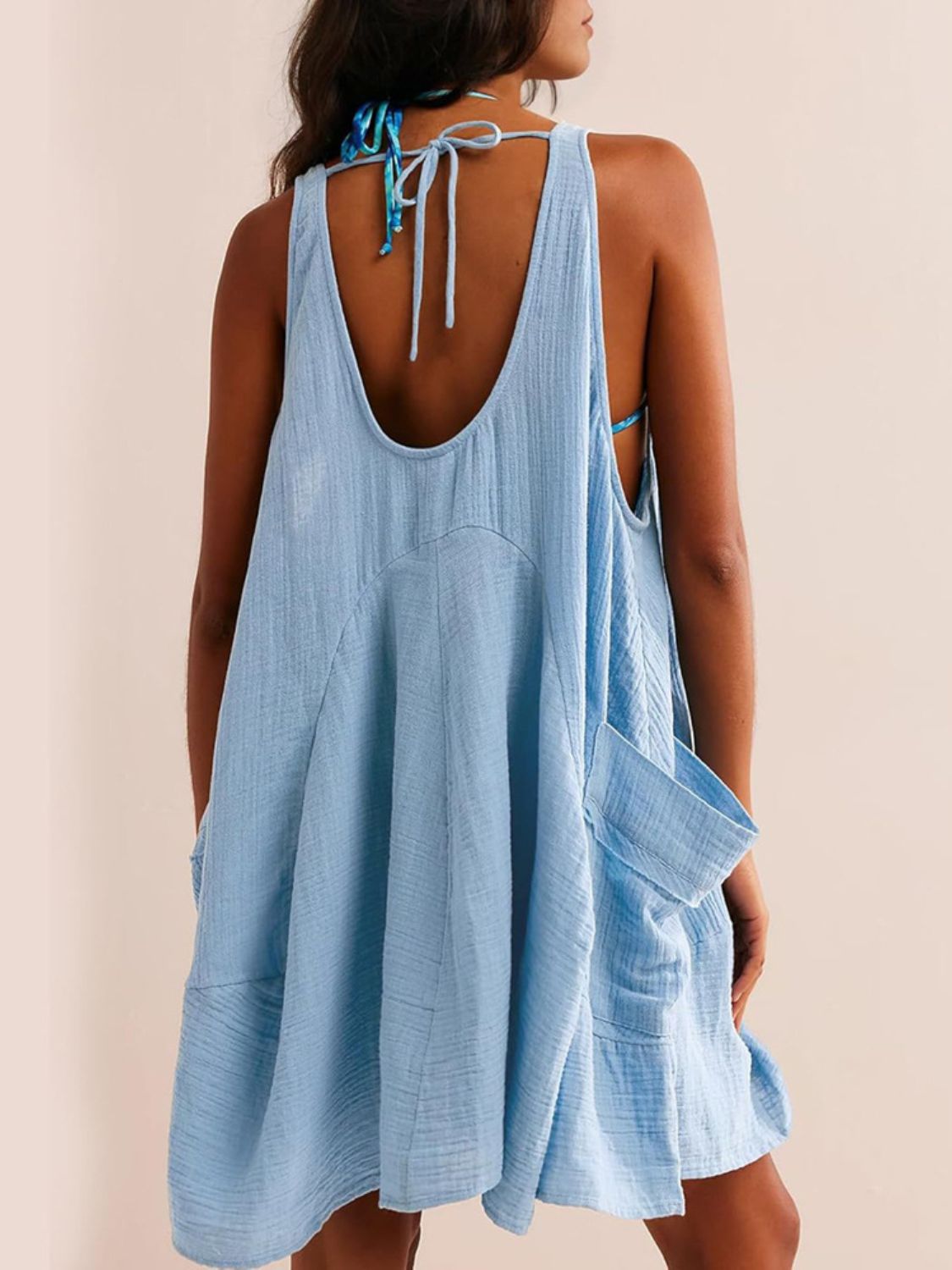Devine Tied Scoop Neck Wide Strap Mini Dress - Classique Collection