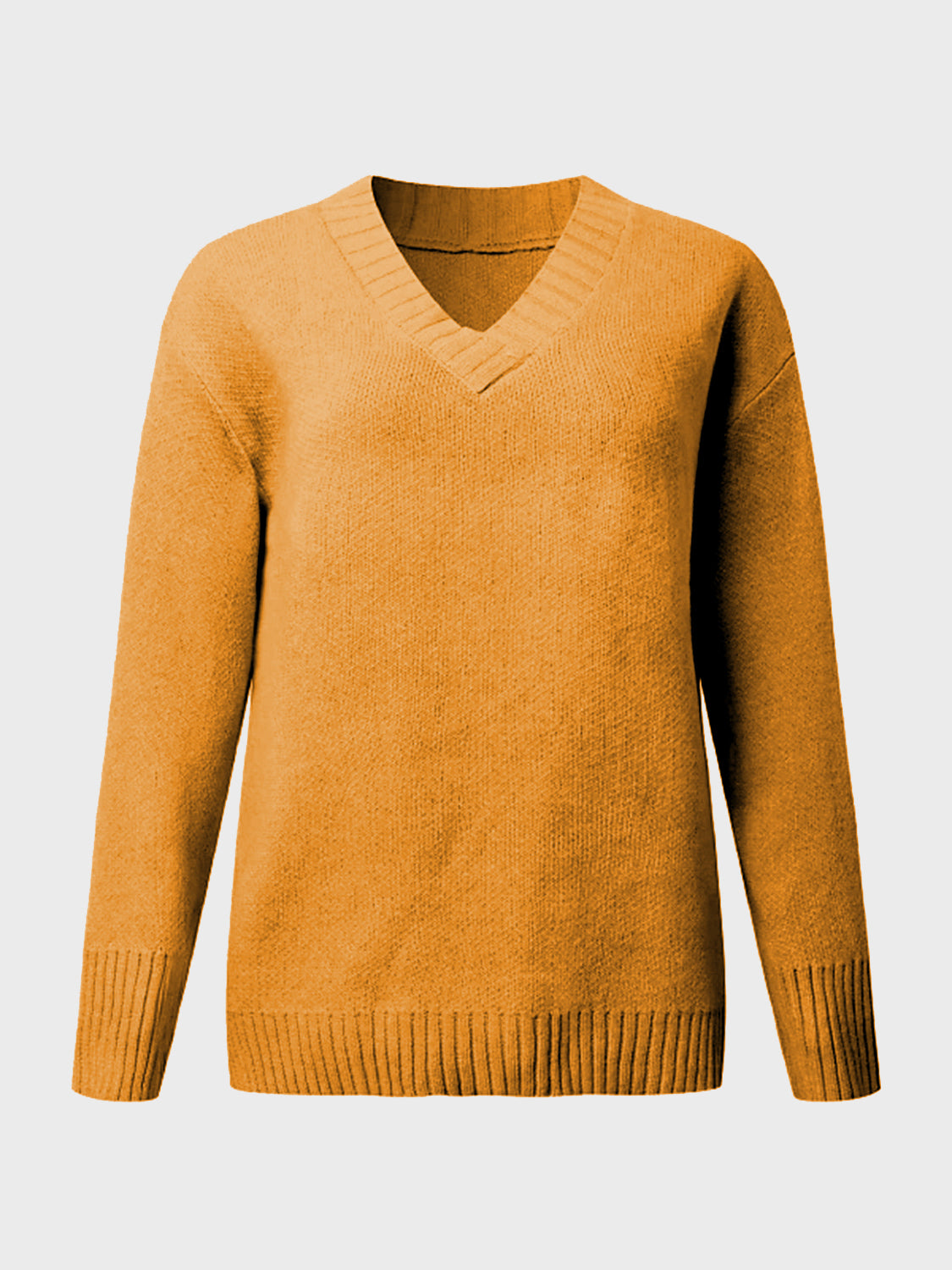 V-Neck Long Sleeve Knit Top - ClassiQ