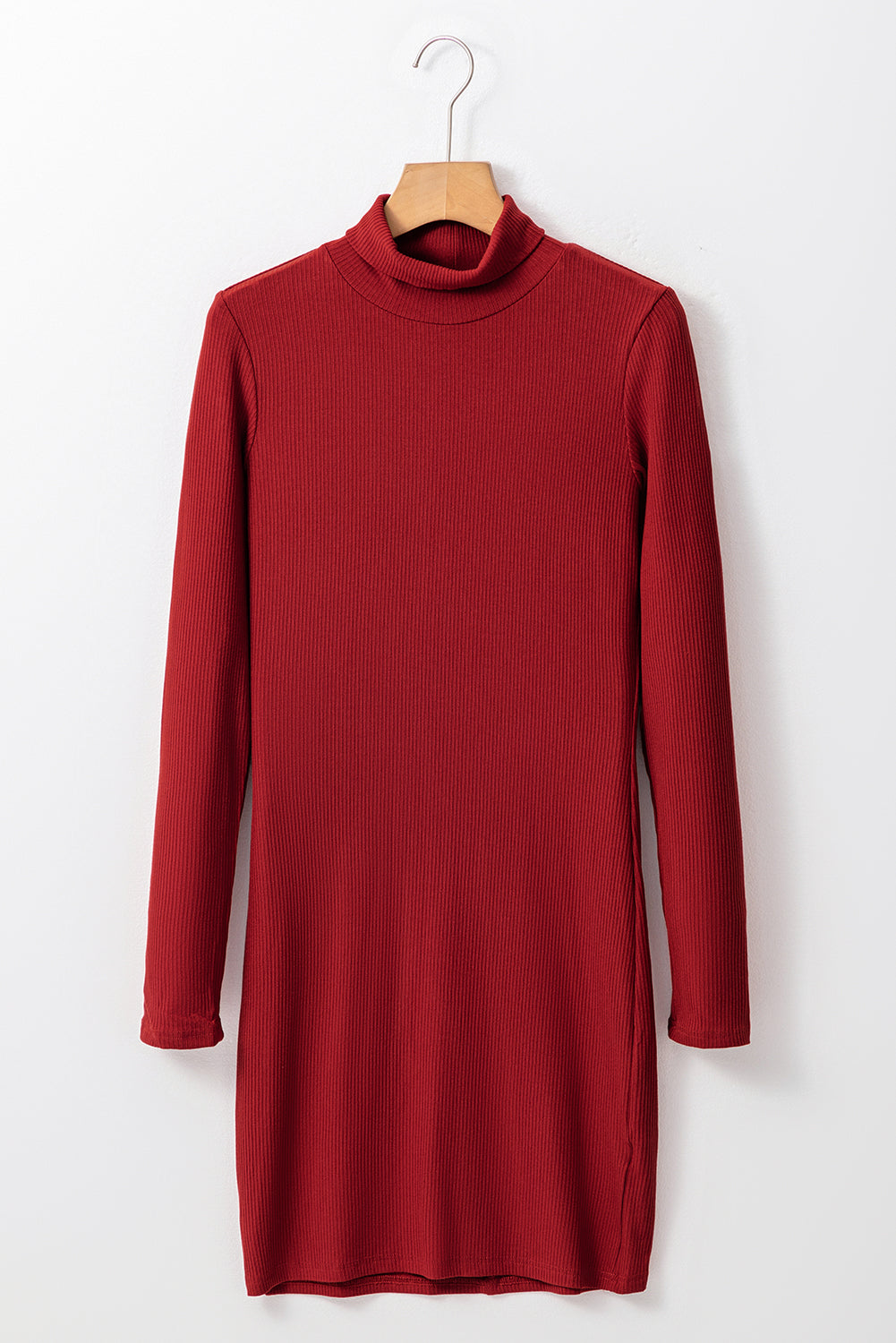 Ribbed Mock Neck Long Sleeve Mini Dress - Classique Collection