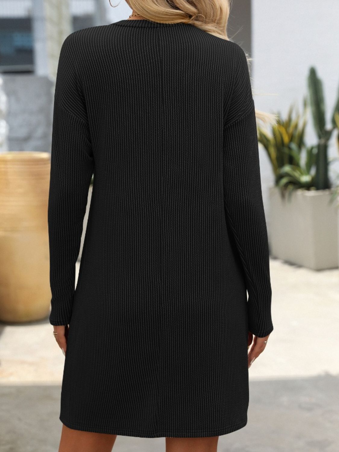 Mandy Striped Round Neck Long Sleeve Mini Dress - Classique Collection