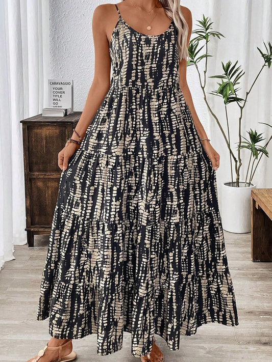 Printed Scoop Neck Maxi Cami Dress - Classique Collection
