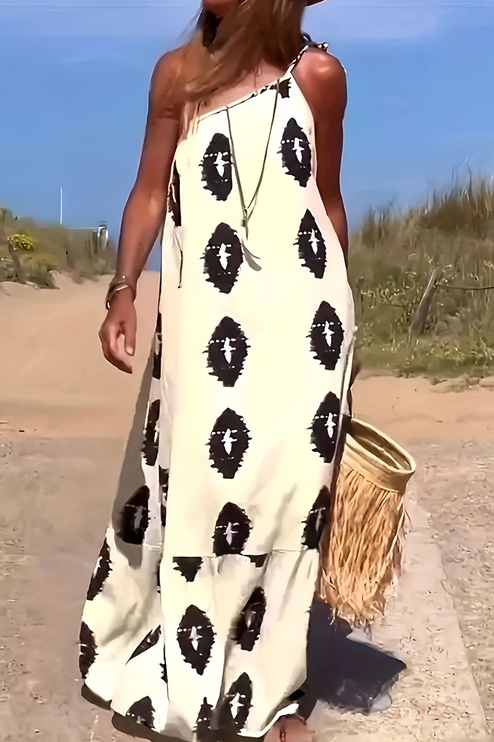 Printed Single Shoulder Maxi Dress - Classique Collection