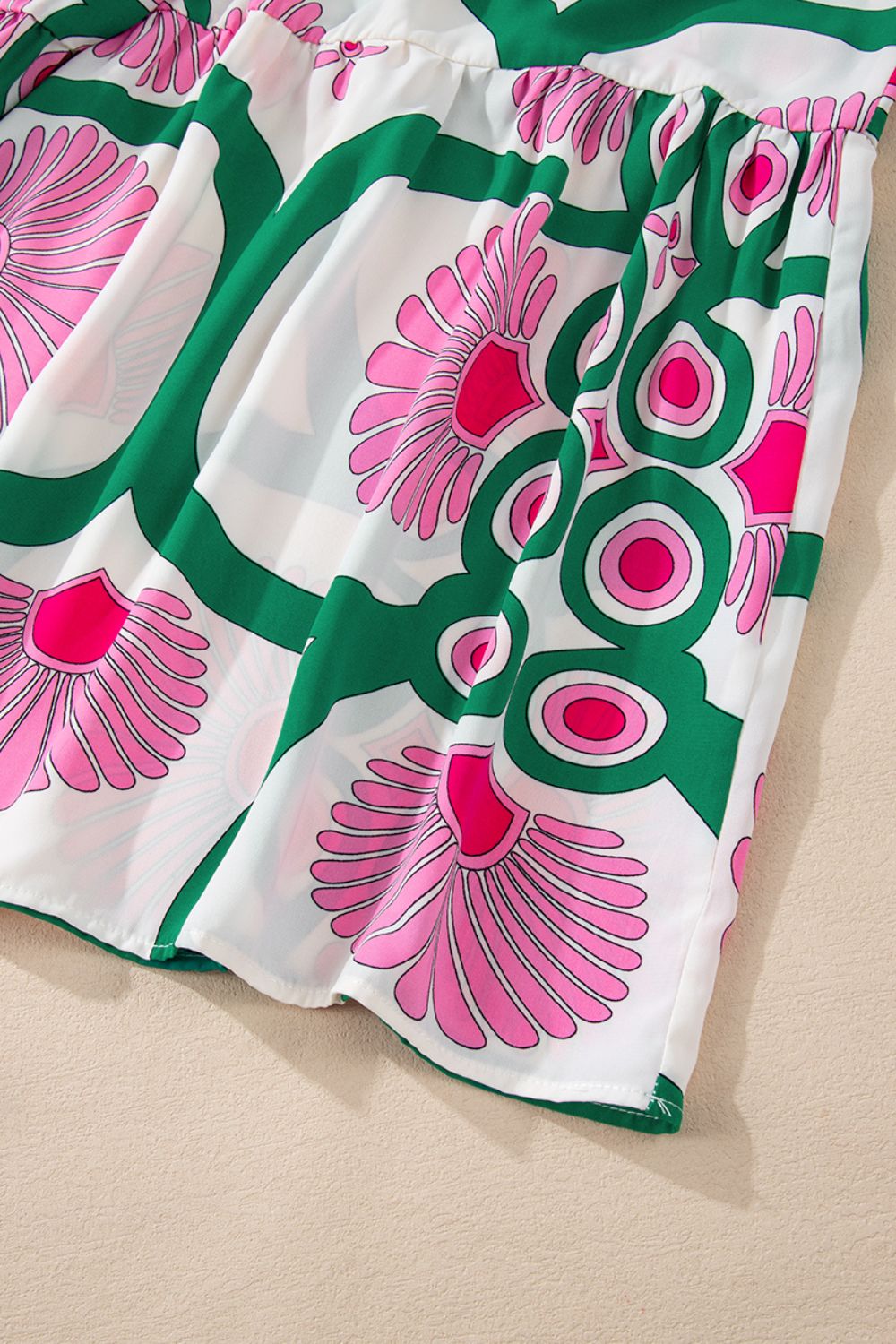 Printed Notched Long Sleeve Maxi Dress - Classique Collection