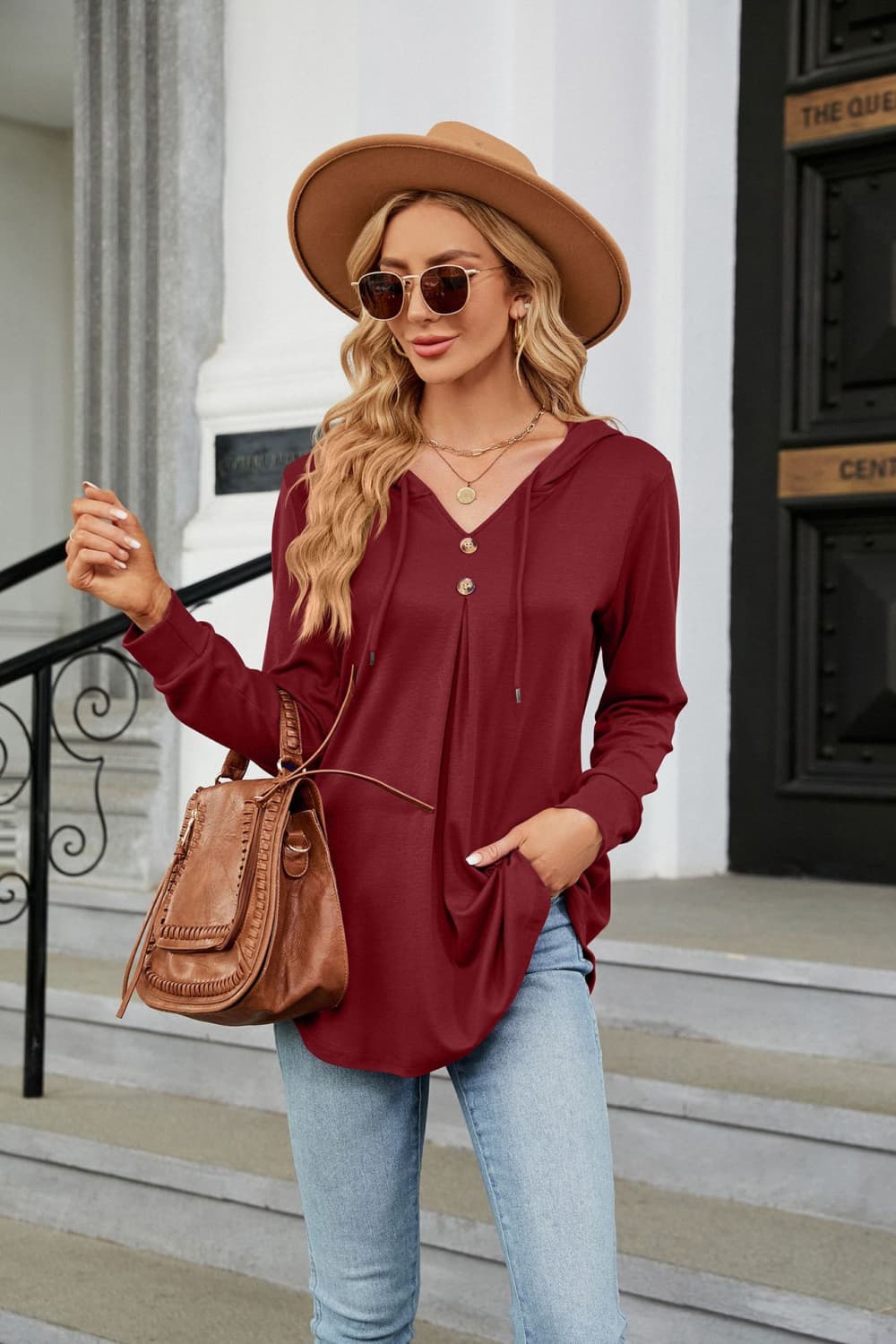 Long Sleeve Hooded Blouse - Classique Collection