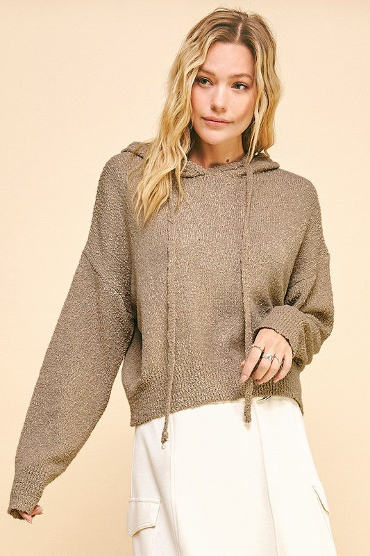 Davi & Dani Drop Shoulder Long Sleeve Hooded Sweater - ClassiQ