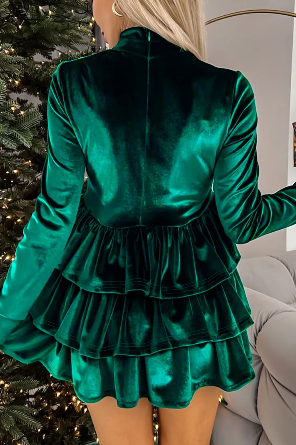 Ruffled Layered Long Sleeve Mini Dress - Classique Collection