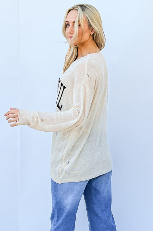 And The Why GRATEFUL Long Sleeve Knit Top - Classique Collection