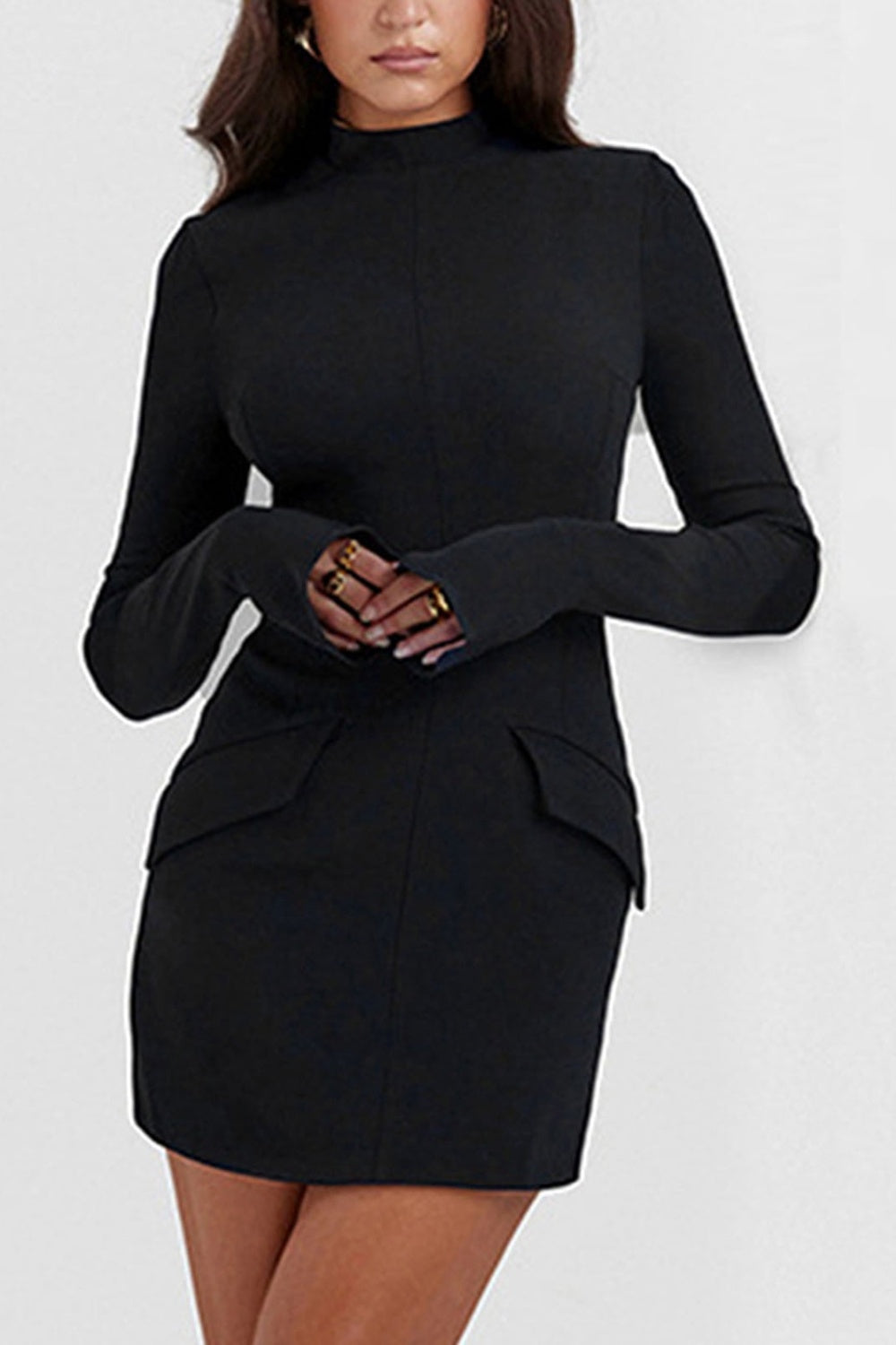 Mock Neck Long Sleeve Mini Dress - Classique Collection