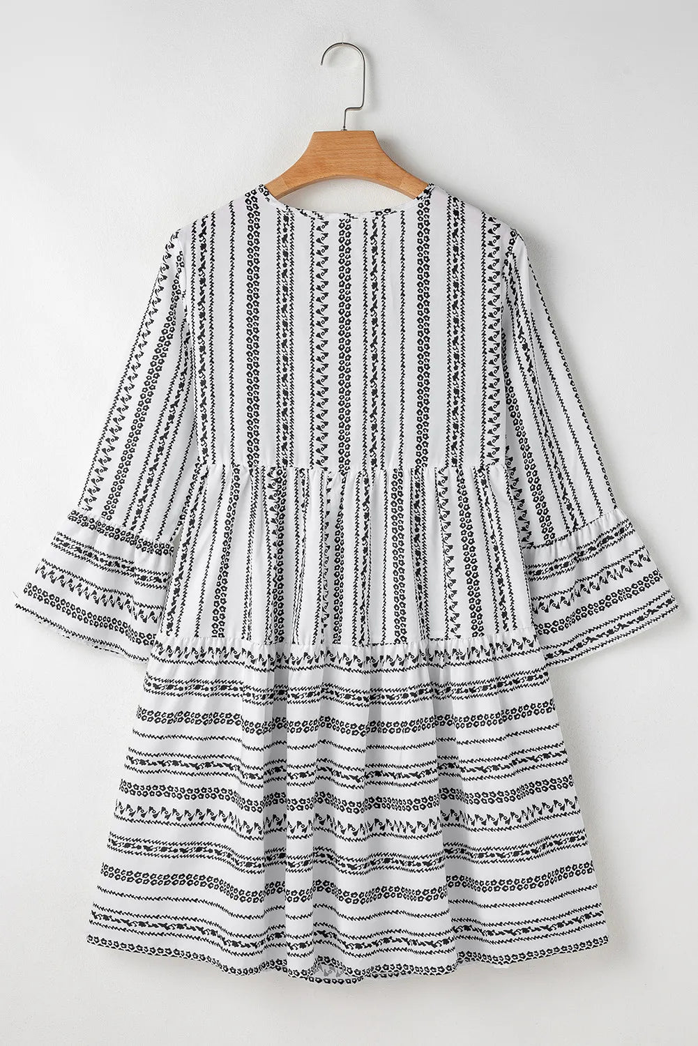 Printed Tie Neck Three-Quarter Sleeve Mini Dress - Classique Collection