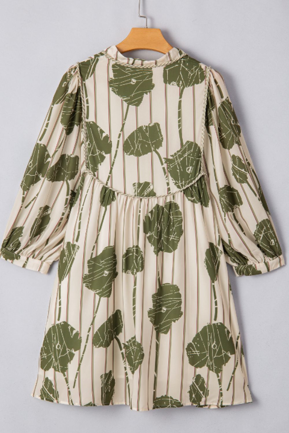 Printed Tie Neck Three-Quarter Sleeve Mini Dress - Classique Collection