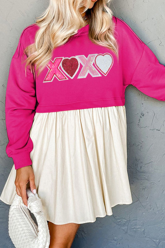 XOXO Sequin Heart Long Sleeve Dress - Classique Collection