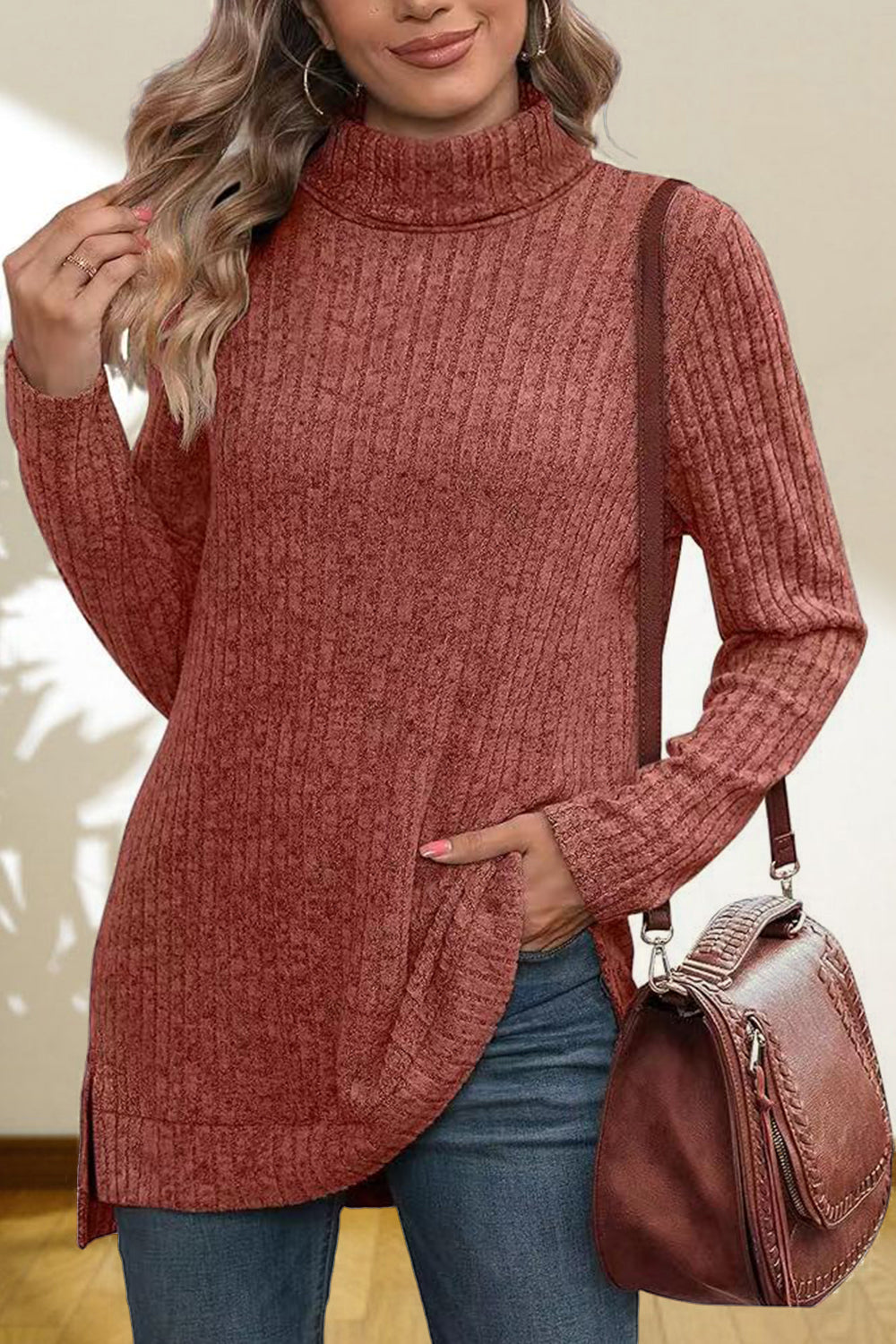 Turtleneck High Low Top - Classique Collection