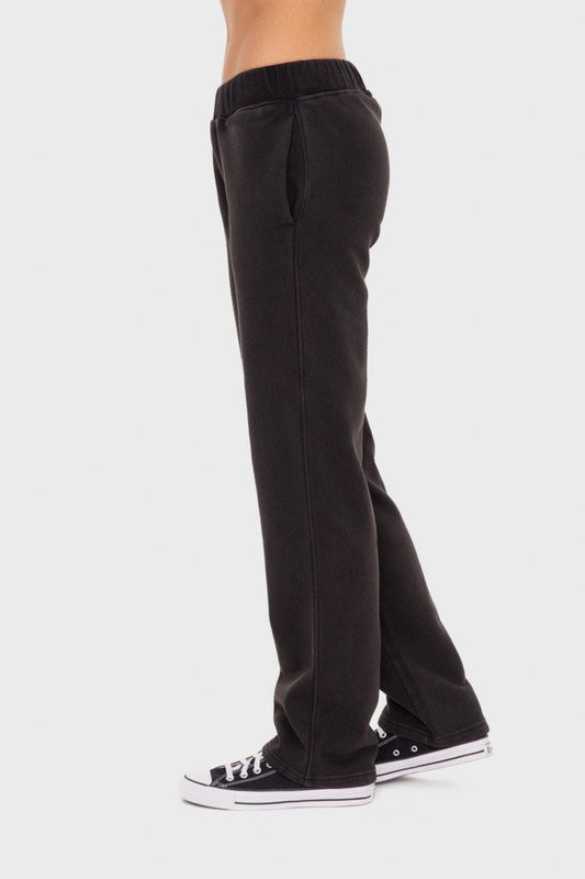 Mono B Elastic Waist Fleece Pants with Pockets - ClassiQ