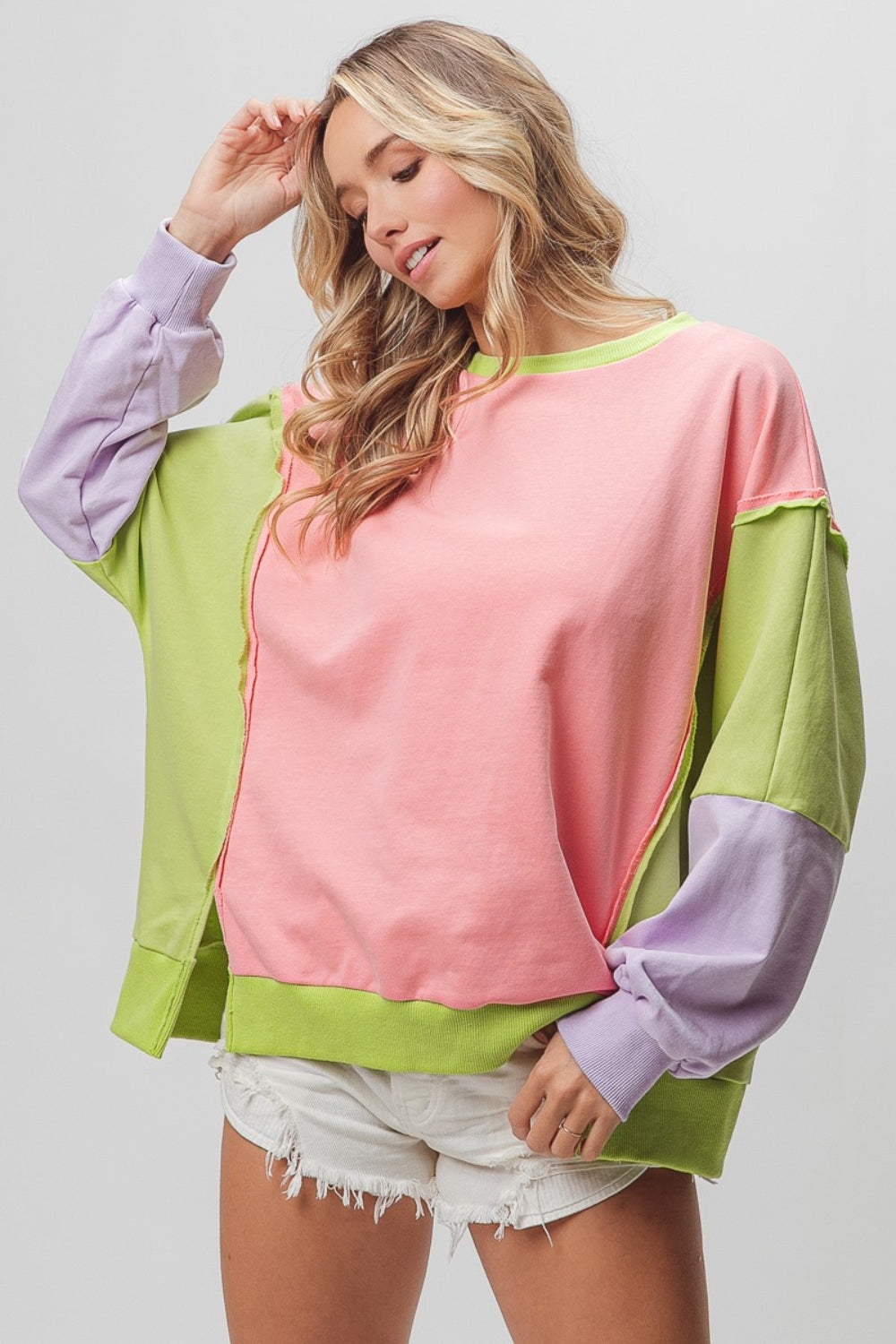 BiBi Washed Color Block Sweatshirt - Classique Collection