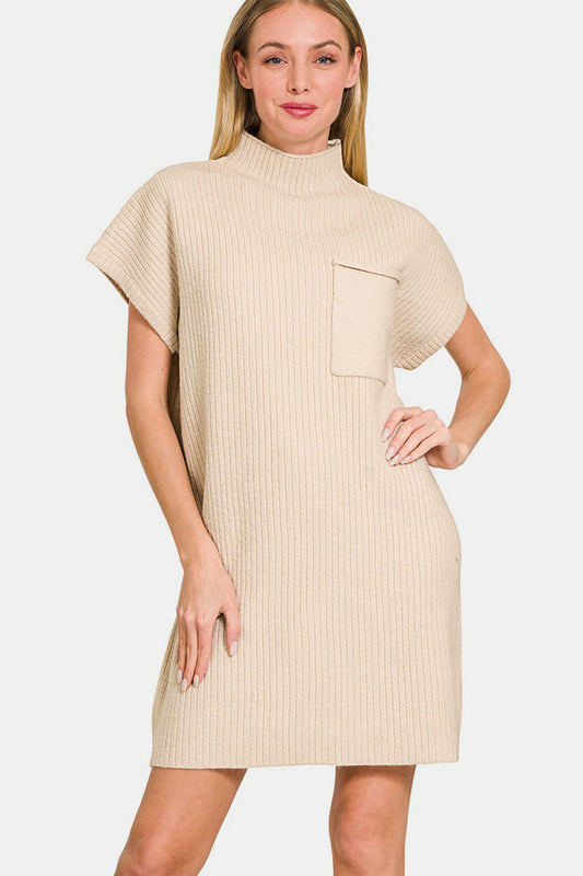 Zenana Short Sleeve Sweater Mini Dress - Classique Collection