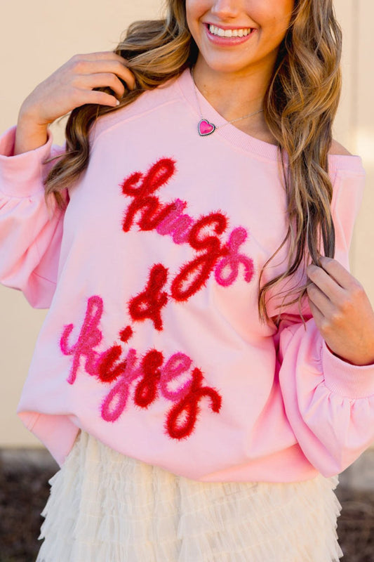 Valentine’s Day HUG AND KISSES Round Neck Sweatshirt - Classique Collection