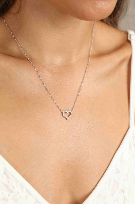 Adored Moissanite Platinum-Plated Heart Necklace - ClassiQ