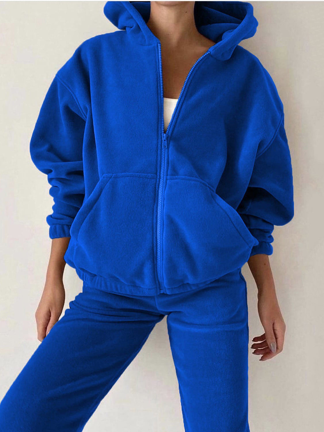 Zip Up Long Sleeve Hoodie and Joggers Set - ClassiQ
