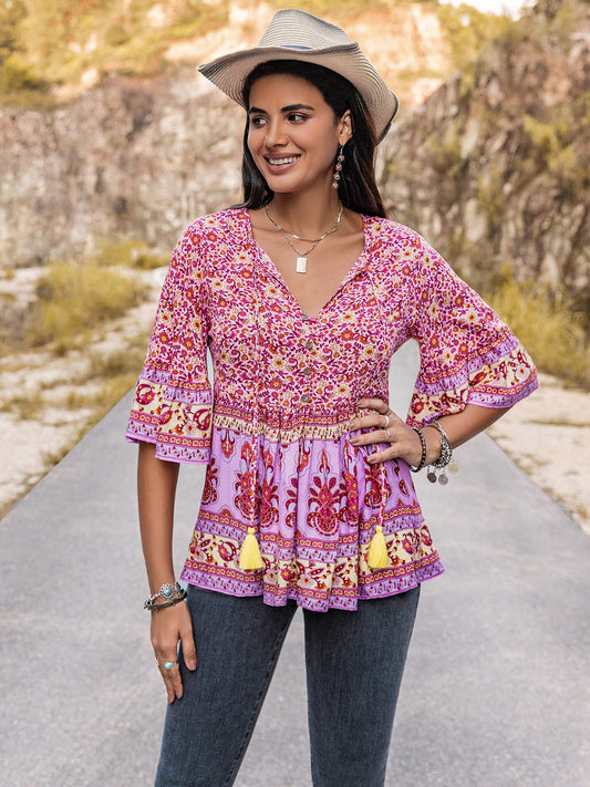Tie Neck Babydoll Top - Classique Collection