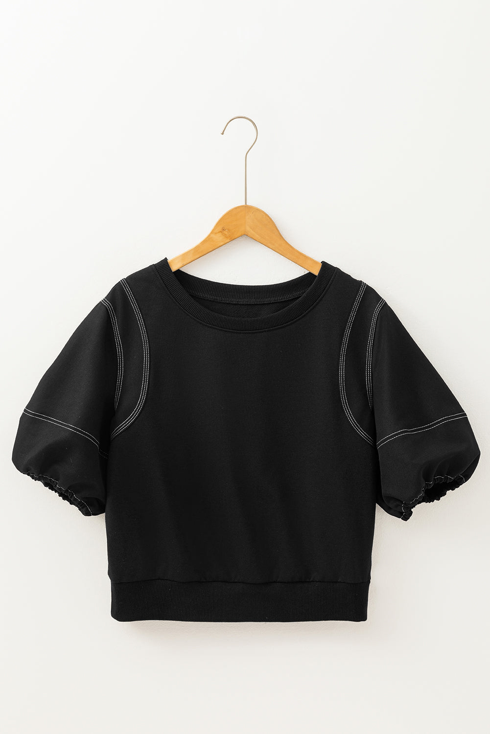 Contrast Stitches Detail Half Sleeve Blouse - ClassiQ