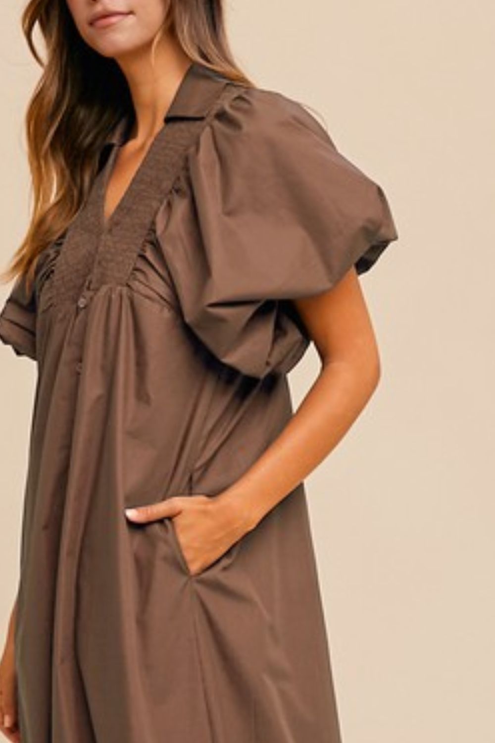 Annie Wear Smocked Puff Sleeve Midi Dress - ClassiQ