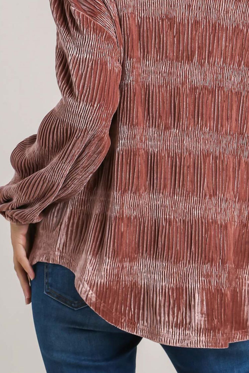 Umgee Ruched Tiered Button Up Shirt - Classique Collection