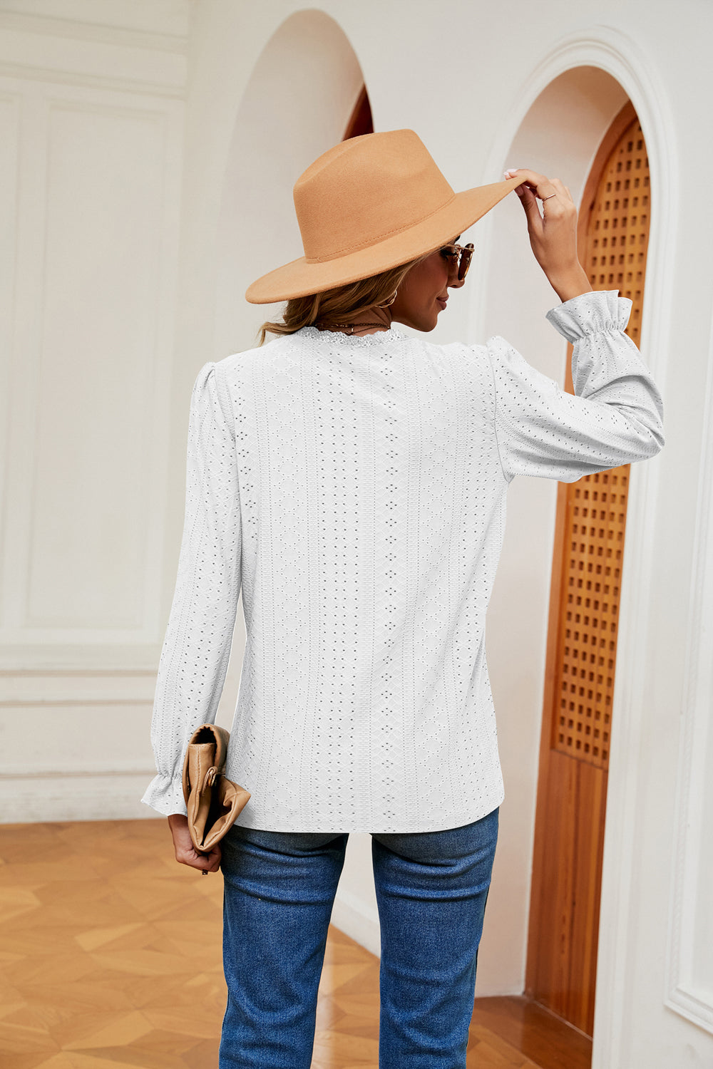 V-Neck Flounce Sleeve Blouse - Classique Collection