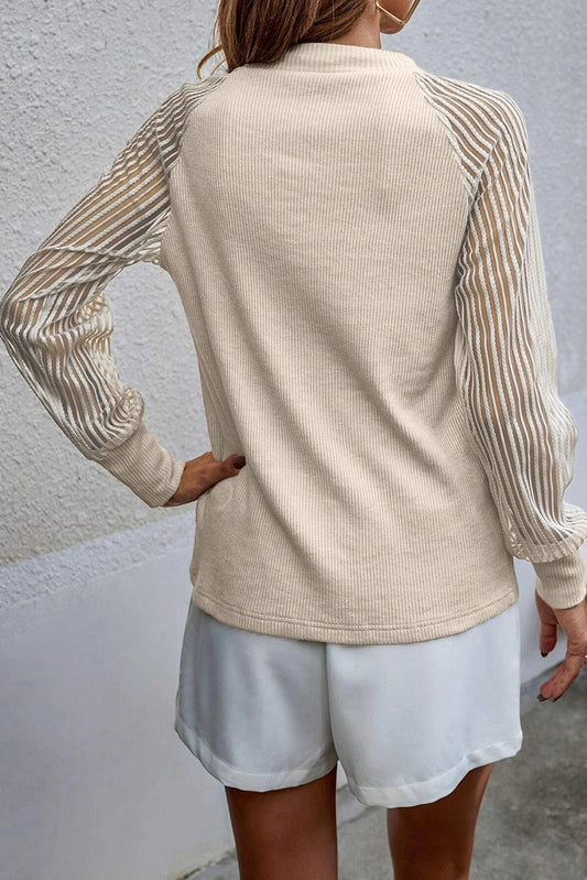 Round Neck Raglan Sleeve Knit Top - Classique Collection