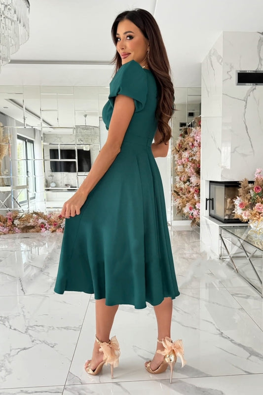 Surplice Puff Sleeve Midi Dress - Classique Collection