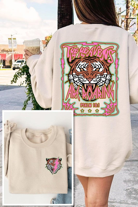Heavens Roaring Tiger Graphic Fleece Sweatshirts - Classique Collection